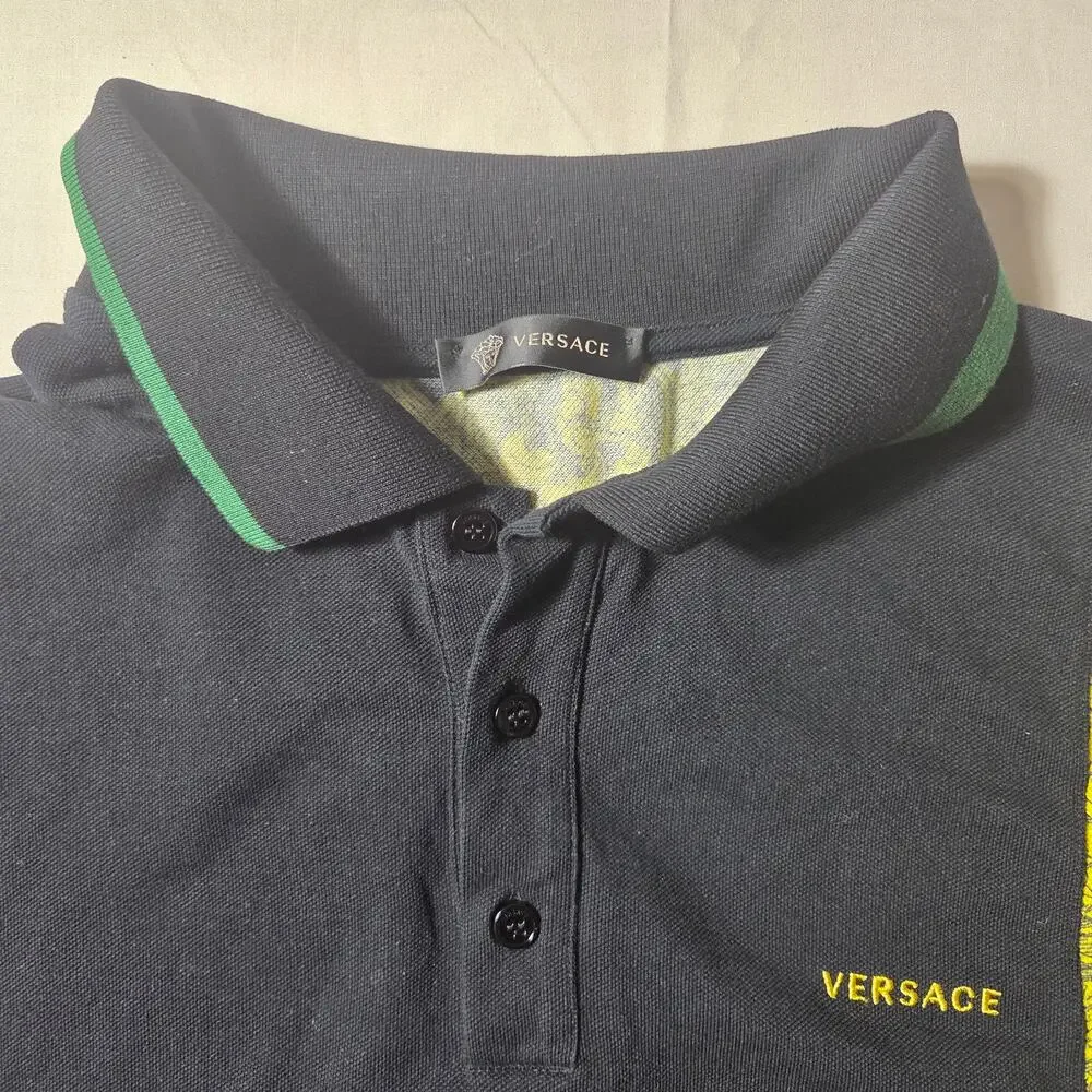 Versace Gianni Versace Barocco Istante Patchwork Polo Shirt Black/Yellow